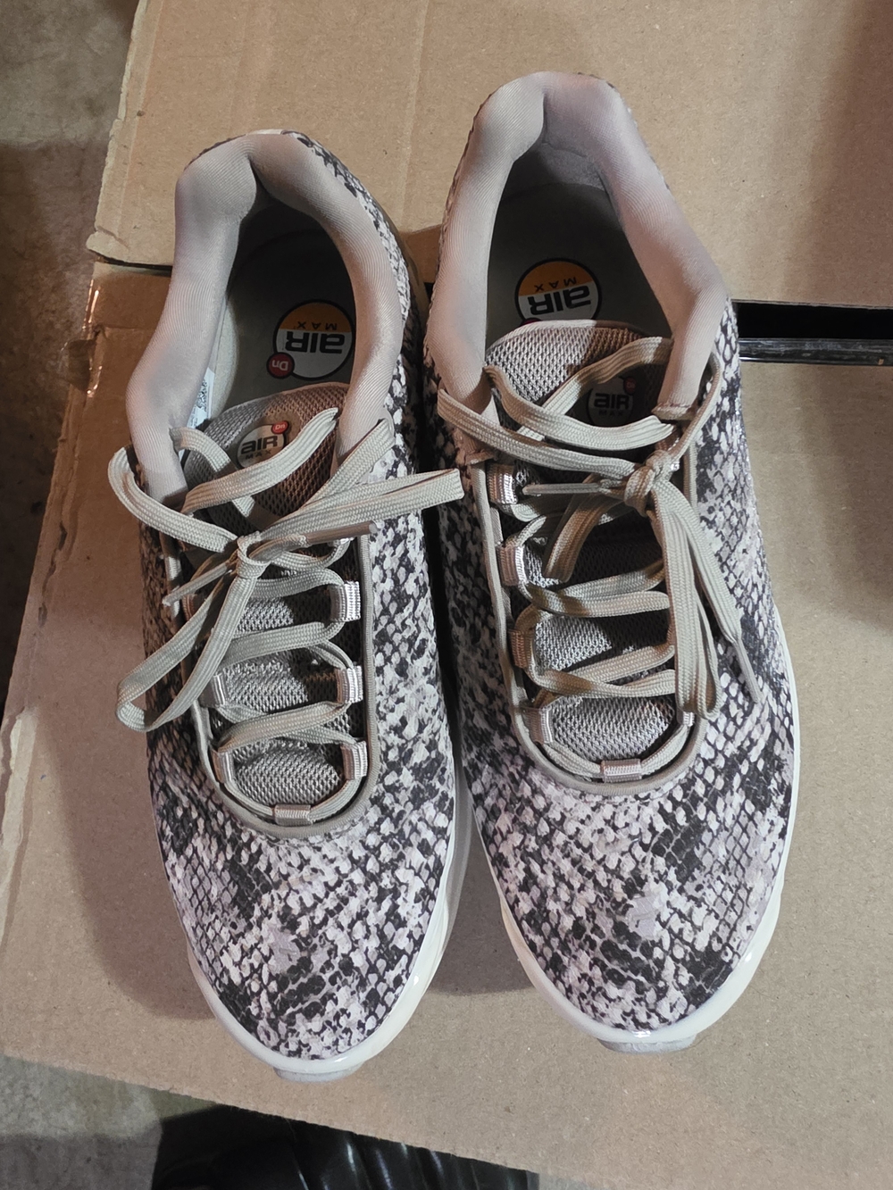 Nike Men’s Snake-Print Sneakers in Beige and Black